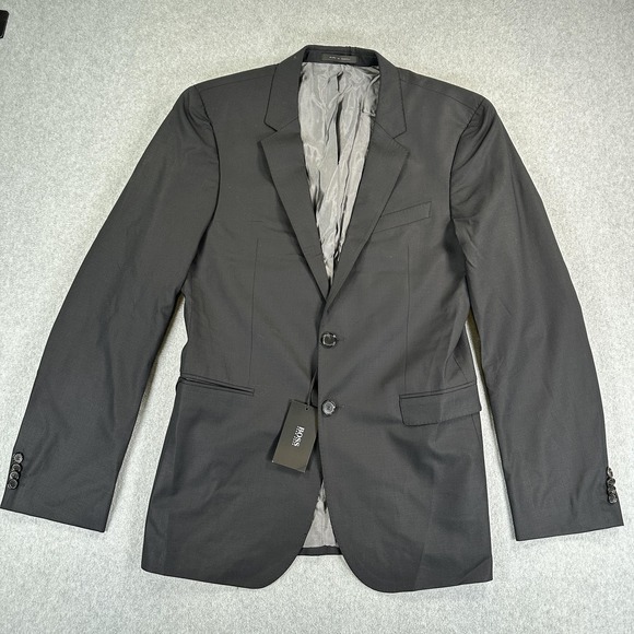 Hugo Boss Blazer Sport Coat Mens 40L Black Ryan1 Win1 Suit Jacket Two Button